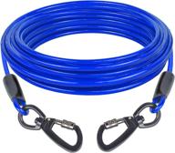 🐶 pnbo dog tie out cable 10ft: durable steel wire dog leash for large dogs up to 55lbs - best dog runner for yard, with superior clips & chains - 10ft, blue logo