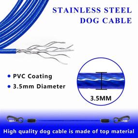 img 2 attached to 🐶 PNBO Dog Tie Out Cable 10ft: Durable Steel Wire Dog Leash for Large Dogs Up to 55lbs - Best Dog Runner for Yard, with Superior Clips & Chains - 10ft, Blue