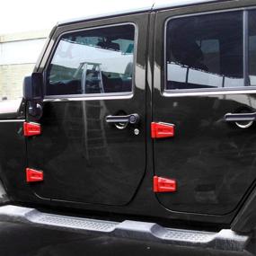 img 1 attached to Enhance Your Jeep Wrangler JK JKU with RT-TCZ Door Hinge Cover Trim: Stylish Red Exterior Accessories 2007-2018