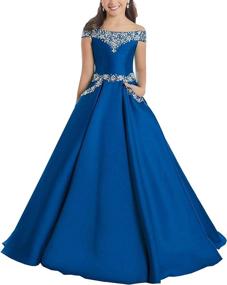 img 4 attached to 👗 Burgundy Girls' Clothing - Junguan Shoulder Princess Birthday Dresses