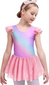 img 4 attached to 👗 Sparkling Boyoo Ruffle Sleeve Leotard for Girls - Active Clothing