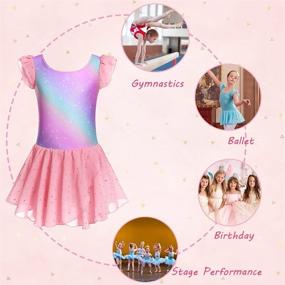 img 2 attached to 👗 Sparkling Boyoo Ruffle Sleeve Leotard for Girls - Active Clothing