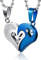 give gift couple stainless steel necklace sets i love you heart shape pendant logo