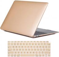 💻 se7enline macbook air 13 inch case a1932/m1 a2337/a2179: gold laptop cover & keyboard protector for 2018/2019/2020/2021 mac air retina, touch id version logo