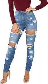 img 4 attached to Tulucky Women's Distressed Boyfriend Jeans: Slim Fit, Ripped Denim Pants with Comfy Stretch - Skinny Jeans