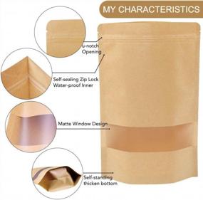 img 2 attached to 72Pcs Stand Up Pouches With Window - Kraft Paper Bags For Coffee, Home & Business Packaging 7X10In Resealable Ziplock Bags