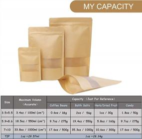 img 3 attached to 72Pcs Stand Up Pouches With Window - Kraft Paper Bags For Coffee, Home & Business Packaging 7X10In Resealable Ziplock Bags
