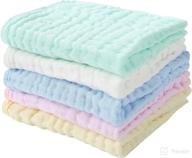 🌈 ultravoyager burp cloth in muslin cotton - 6 layered, extra absorbent, organic and soft for newborns - baby boy/girl face towel - multi-color rainbow set - pink, yellow, blue, green - 5 pack unisex, 20"x10 logo