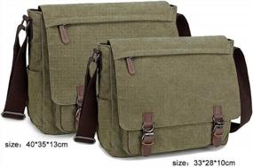 img 3 attached to Retro Canvas Messenger Bag: Perfect for Men, Casual Business & Laptop Briefcase (13.3-15.6 Inch)