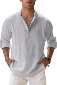 img 4 attached to JINIDU Sleeve Henley Shirts Casual Men's Clothing best - Shirts