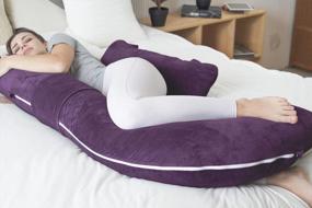 img 2 attached to INSN Pregnancy Pillow - Maternity Body Pillow With Cover In Dark Purple Velvet - H-Shaped Body Pillow For Pregnant Women (57 Inches)