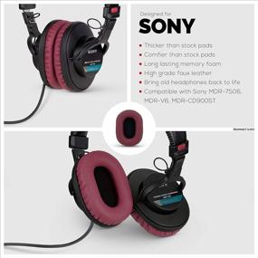 img 2 attached to Memory Foam Ear Pads - Dark Red Replacement Ear Cushions For Sony MDR 7506, V6, CD900ST And Other On-Ear Headphones