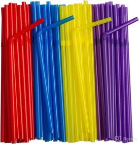 img 4 attached to Flexible Disposable Plastic Drinking Straws Kitchen & Dining