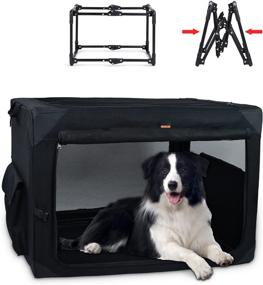 img 4 attached to 🐶 GJEASE Portable Soft Dog Crate, 20-26-32 inch, Collapsible & Strong Steel Frame, Washable Fabric with Heavy-Weight Mesh Screen – Ideal for Indoor, Outdoor, Camping, and Traveling