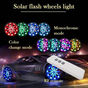 img 2 attached to LEADTOPS 4 Pack Solar Car Wheel Tire Hub Cap Lights W/ Motion Sensors, RF Remote & RGB Flashing Colorful Exterior Lamp