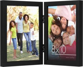 img 4 attached to Americanflat 8X10 Hinged Picture Frame In Black With Two Displays - Composite Wood With Polished Glass For Tabletop