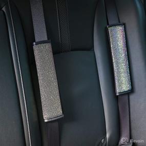 img 2 attached to 🌈 Colorful Crystal Seat Belt Strap Covers - Bling Bling Car Accessories for Women and Men, Soft Leather Seat Belt Shoulder Pad Cover for Auto (2pcs)