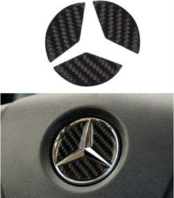 img 4 attached to 🚀 Enhance Your Mercedes Benz Style with 1797 Compatible Steering Wheel LOGO Stickers: Carbon Fiber Decals for A B C E S CLA GLA GLC GLE Class W204 W212 – Premium Interior Decorations for Men and Women - Black (1.77in / 45mm)