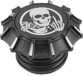 img 2 attached to GUAIMI CNC Aluminum Fuel Gas Tank Oil Cap For Harley Sportster XL 1200 883 X48 Dyna -American Flag (Skeleton Middle Finger-Black)