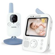 👶 nannio hero 3.5" video baby monitor camera: night light, vibration alerts, night vision, 2-way talk, lullabies, sky blue logo