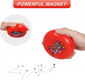 img 2 attached to 200 PCS Sewing Pins Magnetic Pin Cushion, Round Plastic Holder For Needles Push Hair Bobby Pins (Red)