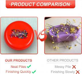 img 1 attached to 200 PCS Sewing Pins Magnetic Pin Cushion, Round Plastic Holder For Needles Push Hair Bobby Pins (Red)