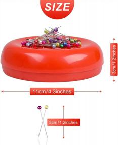img 3 attached to 200 PCS Sewing Pins Magnetic Pin Cushion, Round Plastic Holder For Needles Push Hair Bobby Pins (Red)