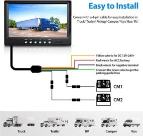 img 3 attached to HD Backup Camera System Kit With Monitor - ZEROXCLUB 9, Loop Recording, IR Night Vision Waterproof Camera W/ Safe Parking Lines For Bus, Semi-Truck, Trailer & RV (BY902A)