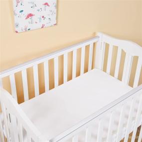 img 3 attached to PHF Soft Mini Crib Sheets Set - 2 Pack Silky Comfy Sheets for Boys & Girls | Universal Fit for Pack N Play, Playard, Mini Crib Mattresses | White & Khaki