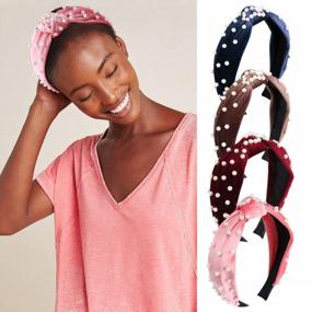 img 1 attached to Exacoo Vintage Head Hoop Pearl Knot Headband Set: 4 Piece Headwear Hairband For Women, Perfect For Parties And Boho Style - Turban Headbands And Head Wraps In Beautiful B Design