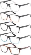 stylish kerecsen 5 pack spring hinge reading glasses for fashionable men, with large frames logo