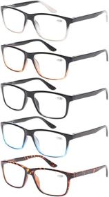 img 4 attached to Stylish Kerecsen 5 Pack Spring Hinge Reading Glasses for Fashionable Men, with Large Frames