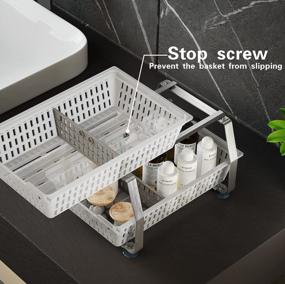img 2 attached to Junyuan Double Pull Out Cabinet Organizer: Bathroom Counter Storage With Dividers & Under Sink Organization, Stainless Steel Brushed