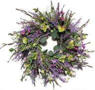 24" firlar artificial lavender wreath with eucalyptus leaves - greenery wedding home wall outdoor holiday decor logo