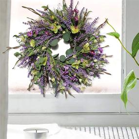 img 2 attached to 24" Firlar Artificial Lavender Wreath With Eucalyptus Leaves - Greenery Wedding Home Wall Outdoor Holiday Decor