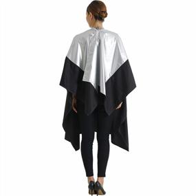 img 2 attached to SMARTHAIR Professional Salon Cape Polyester Haircut Apron Shampoo & Chemical Resistant Haircut Cape Silver & Black C007011C-S