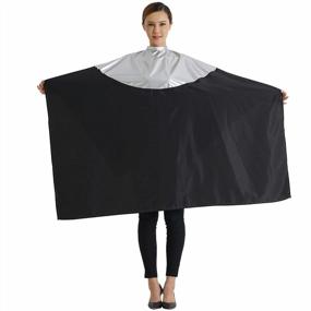 img 3 attached to SMARTHAIR Professional Salon Cape Polyester Haircut Apron Shampoo & Chemical Resistant Haircut Cape Silver & Black C007011C-S