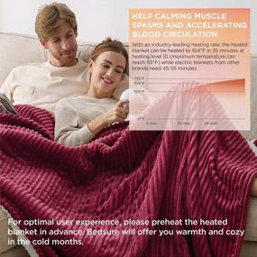 img 3 attached to King Size Heated Blanket By Bedsure - Soft Ribbed Fleece With 10 Heating Levels & 10 Time Settings, Dual Control, 8 Hours Auto-Off, Fast Heating, Red
