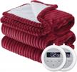 king size heated blanket by bedsure - soft ribbed fleece with 10 heating levels & 10 time settings, dual control, 8 hours auto-off, fast heating, red logo
