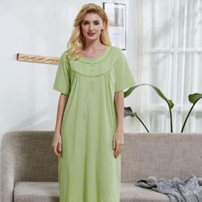 img 2 attached to Keyocean Women Nightgowns: Soft, Lightweight & Comfy 100% Cotton Short Sleeves Ladies Sleepwear