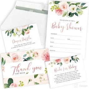 img 4 attached to 🌸 Floral Baby Shower Invitations for Girls Bundle - 25 with Thank You Cards, Envelopes, Book Request Cards, and Diaper Raffle Tickets