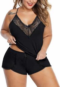 img 4 attached to Flaunt Your Curves With XAKALAKA Women'S Plus Size Lace Nightwear Set