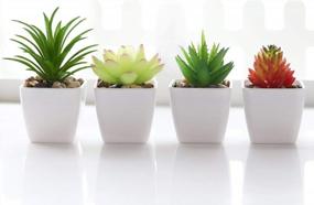 img 4 attached to Add A Touch Of Green With Veryhome'S 4Pcs Artificial Faux Succulent Mini Potted Plants For Home And Office Decor