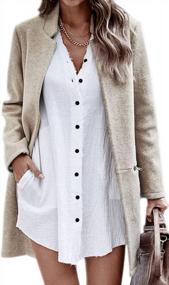 img 4 attached to Stay Warm In Style: Angashion Women'S Stand Collar Cardigan Coat With Zipper Pockets