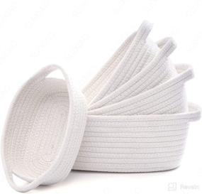 img 4 attached to 🧺 Sunla 5-Piece Cotton Rope Woven Baskets for Organizing & Storage – Cute Decorative Baskets, Nursery Storage Solutions, Ideal for Clothes, Food, Toys (White)