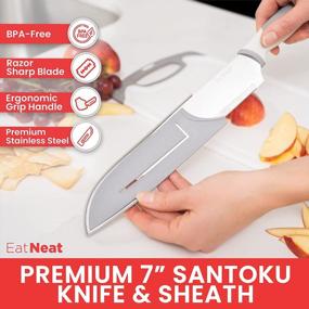 img 1 attached to Elevate Your Kitchen Game With EATNEAT 5-Piece Cutting Board And Knife Set: Premium Plastic Boards And Stainless Steel Santoku Knife Included