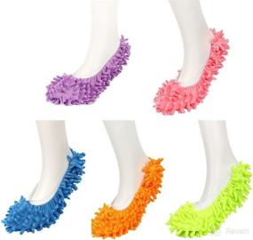 img 2 attached to 🧦 YINUOWEI 5 Pairs/10 pcs Washable Dust Mop Slippers Shoes Cover - Soft & Reusable Microfiber Cleaning Slippers