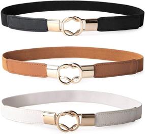 img 4 attached to JASGOOD Elastic Stretchy Buckle Skinny Women's Accessories : Belts