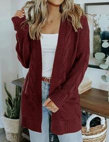 img 1 attached to Women'S Cable Knit Cardigan Sweater - Long Sleeve Open Front Outwear