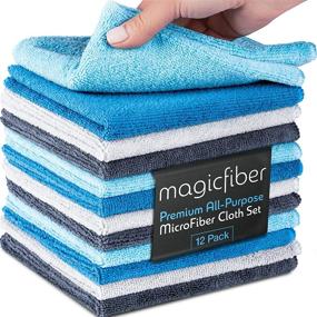 img 4 attached to 🧼 MagicFiber Microfiber Cleaning Cloth - 12 Pack, 13x13 in - Ultra Absorbent Reusable Rags for Dusting, Windows, Kitchenware, Cars & More!